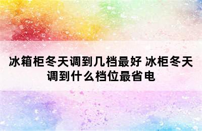 冰箱柜冬天调到几档最好 冰柜冬天调到什么档位最省电